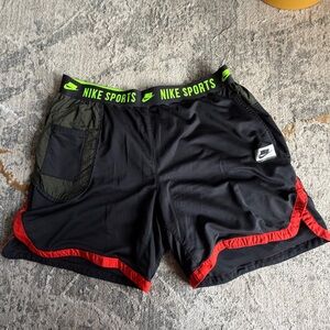 Nike Black and Green Sports Shorts